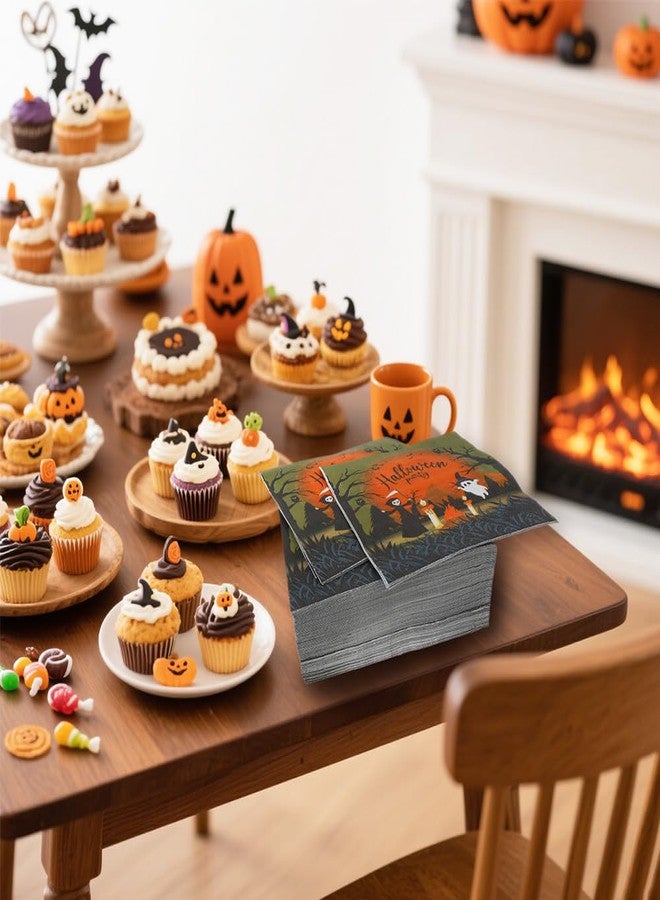 LAOTIDui 100 Pack Halloween Paper Napkins,Ghost Hand Napkin,Halloween Disposable Paper Party Favors,Folded 6.5 x 6.5 Inch,Cocktail Napkins for Dinner Supplies, Kitchen Decorations - Image 2